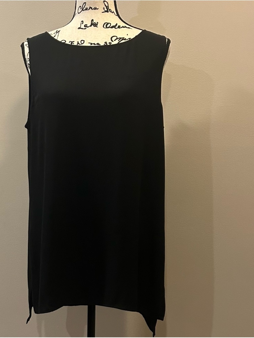 Eileen Fisher System Silk Georgette Crepe Bateau Neck Shell Top - Picture 5 of 7